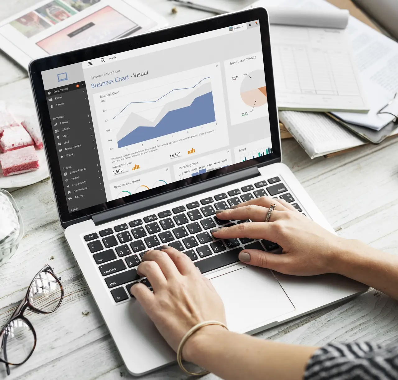 A business person working in his laptop.