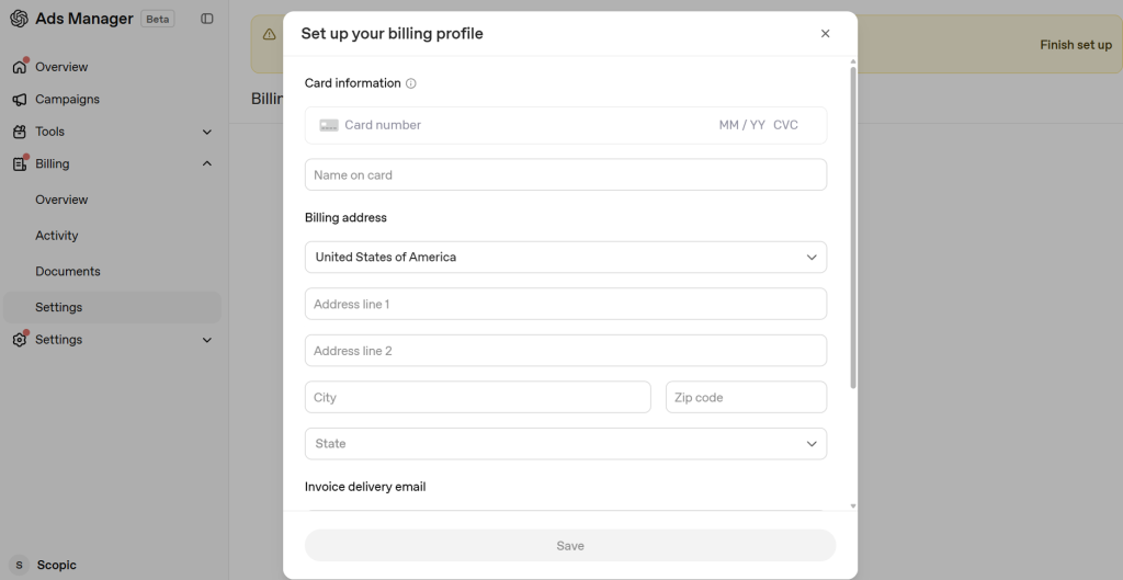ChatGPT ads requirements